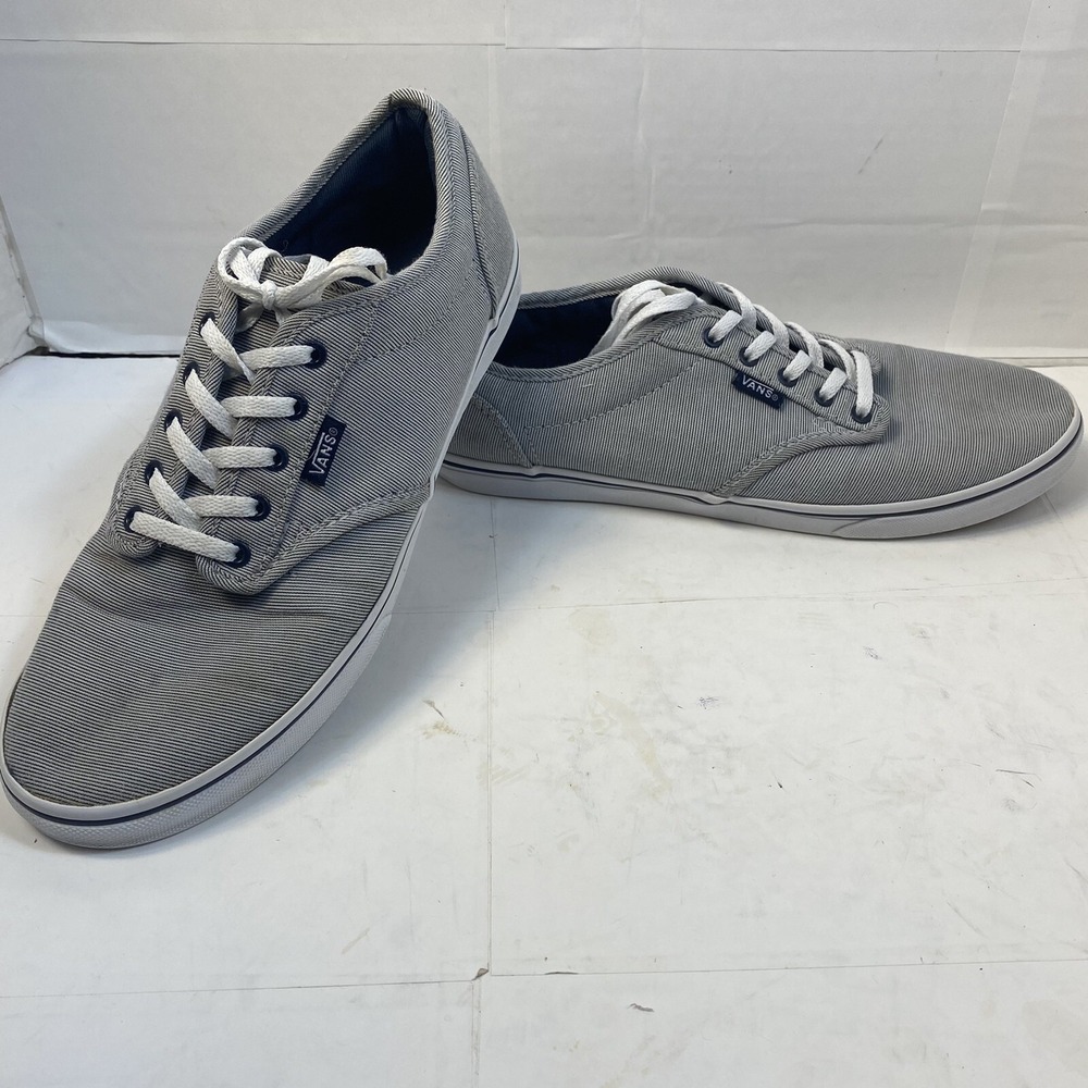 Vans Off The Wall Atwood Womens Size 8 Lace Up Shoes Blue White Pinstripes